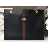 Gucci Vintage Web Rajah Large Tote Bag 537219 Leather Black 2019