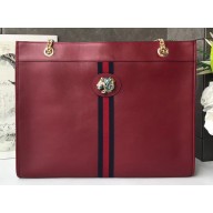 Gucci Vintage Web Rajah Large Tote Bag 537219 Leather Red 2019