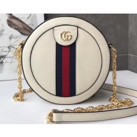 Gucci Web Ophidia Mini Round Shoulder Bag 550618 Leather White 2019