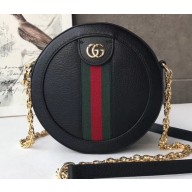 Gucci Web Ophidia Mini Round Shoulder Bag 550618 Leather Black 2019