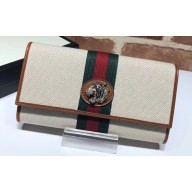 Gucci Vintage Web Rajah Continental Wallet 573789 Canvas Beige 2019
