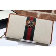 Gucci Vintage Web Rajah Zip Around Wallet 573791 Canvas Beige 2019