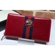 Gucci Vintage Web Rajah Zip Around Wallet 573791 Leather Red 2019