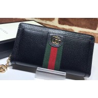Gucci Web Ophidia Zip Around Wallet 523154 Leather Black 2019
