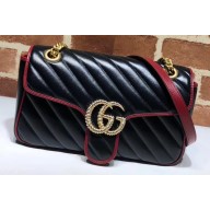Gucci Diagonal GG Marmont Small Shoulder Bag 443497 Black 2019