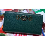 Gucci Zumi Grainy Leather Zip Around Wallet 570661 Green 2019