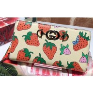 Gucci Zumi Grainy Leather Zip Around Wallet 570661 Strawberry 2019