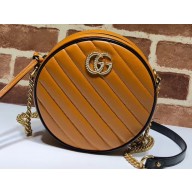 Gucci Diagonal GG Marmont Mini Round Shoulder Bag 550154 Brown 2019