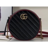 Gucci Diagonal GG Marmont Mini Round Shoulder Bag 550154 Black 2019