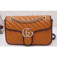 Gucci Diagonal GG Marmont Small Shoulder Bag 443497 Brown 2019