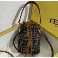 Fendi Roma Amor Fabric FF Motif Mon Tresor Mini Bucket Bag Brown 2019