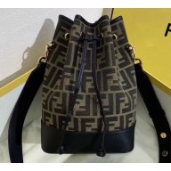 Fendi Roma Amor Fabric FF Motif Mon Tresor Bucket Bag Black 2019