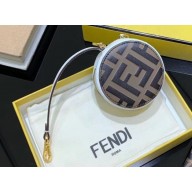 Fendi FF Leather Circular Bag Charm White 2019