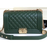 Chanel Caviar Leather Boy Flap Medium Bag Green