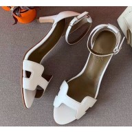 Hermes Heel 6cm Premiere Sandals Leather White 2019