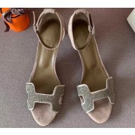 Hermes Heel 6cm Premiere Sandals Glitter Camel 2019