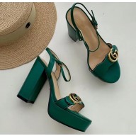 Gucci Heel 10cm Platform Sandals with Double G 573021 Original Quality Green 2019