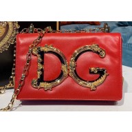 Dolce & Gabbana Baroque DG Girls Shoulder Bag In Nappa Leather Red 2019