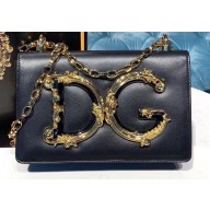 Dolce & Gabbana Baroque DG Girls Shoulder Bag In Nappa Leather Black 2019