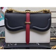 Prada Belle Leather Shoulder Bag 1BD188 Black/White/Red 2019