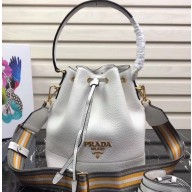 Prada Leather Bucket Bag 1BE018 White 2019
