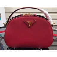 Prada Round Odette Saffiano Leather Bag 1BH123 Red 2019
