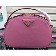 Prada Round Odette Saffiano Leather Bag 1BH123 Pink 2019