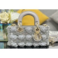 DIOR SILVER LACES AND BEADS Small Lady D-Joy Bag 2024
