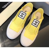 Chanel Vintage CC Logo Sneakers Yellow 2019