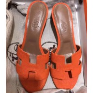 Hermes Heel 5cm Oasis Slipper Sandals in Togo Leather Orange