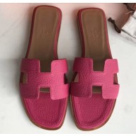 Hermes Oran Flat Slipper Sandals in Togo Leather FuchsiaHermes Oran Flat Slipper Sandals in Togo Leather Fuchsia
