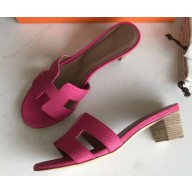 Hermes Heel 5cm Oasis Slipper Sandals in Togo Leather Fuchsia