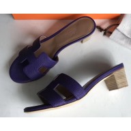 Hermes Heel 5cm Oasis Slipper Sandals in Togo Leather Purple