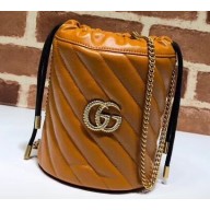 Gucci Diagonal GG Marmont Double G Mini Bucket Bag 575163 Brown 2019