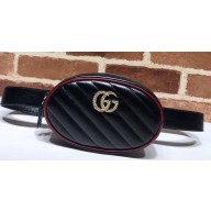 Gucci Diagonal GG Marmont Double G Leather Belt Bag 476434 Black 2019Gucci Diagonal GG Marmont Double G Leather Belt Bag 476434 Black 2019