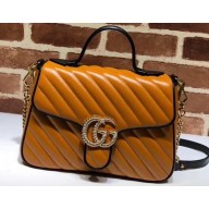 Gucci Diagonal GG Marmont Small Top Handle Bag 498110 Brown 2019