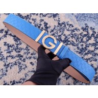 Gucci Width 3.8cm Leather Signature GG Belt with Single G Buckle Sky Blue 2019