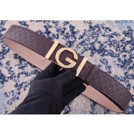Gucci Width 3.8cm Leather Signature GG Belt with Single G Buckle Coffee 2019