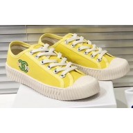 Chanel Logo Print Canvas Sneakers Yellow 2019