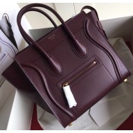 Celine Micro Luggage Bag in Original Smooth Calfskin Burgundy
