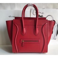 Celine Mini Luggage Bag in Original Smooth Calfskin Red