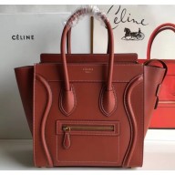Celine Micro Luggage Bag in Original Smooth Calfskin Caramel