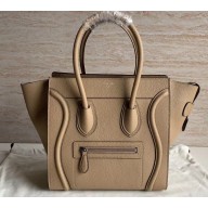 Celine Micro Luggage Bag in Original Drummed Calfskin Beige