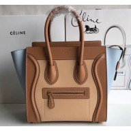 Celine Micro Luggage Bag in Original Smooth Calfskin Khaki/Apricot/Baby Blue