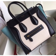 Celine Micro Luggage Bag in Original Black/Drummed White/Crinkled Light Green