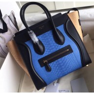 Celine Python Luggage Micro Bag Blue/Black/Apricot