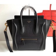 Celine Nano Luggage Bag in Original Black/Lizard Pattern with Removable Shoulder Strap