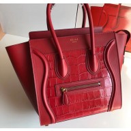 Celine Micro Luggage Bag in Original Red/Croco Pattern