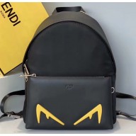 Fendi Bag Bugs Large Backpack Bag with Front Pocket Black/Yellow Diabolic Eyes 2019