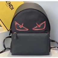 Fendi Bag Bugs Large Backpack Bag with Front Pocket Black/Red Diabolic Eyes 2019